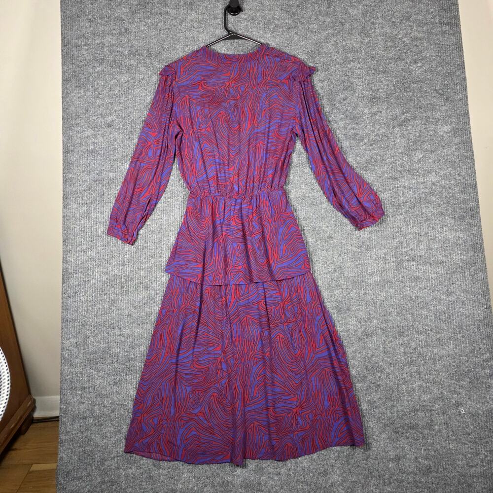 & Other Stories Abstract Print Midi Dress Ruffle Tiered US 4